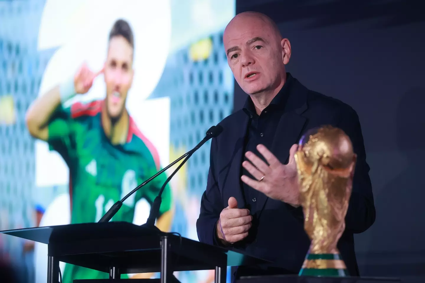 FIFA president Gianni Infantino speaks during the Commercial Partners Summit in Washington on December 3. Image credit: Getty