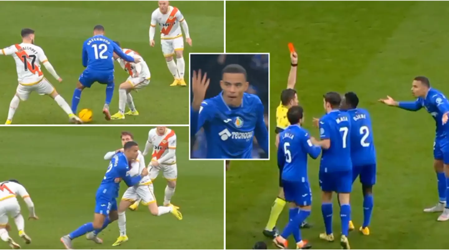 Mason Greenwood shown straight red card before Getafe team-mate is sent off for bizarre reason