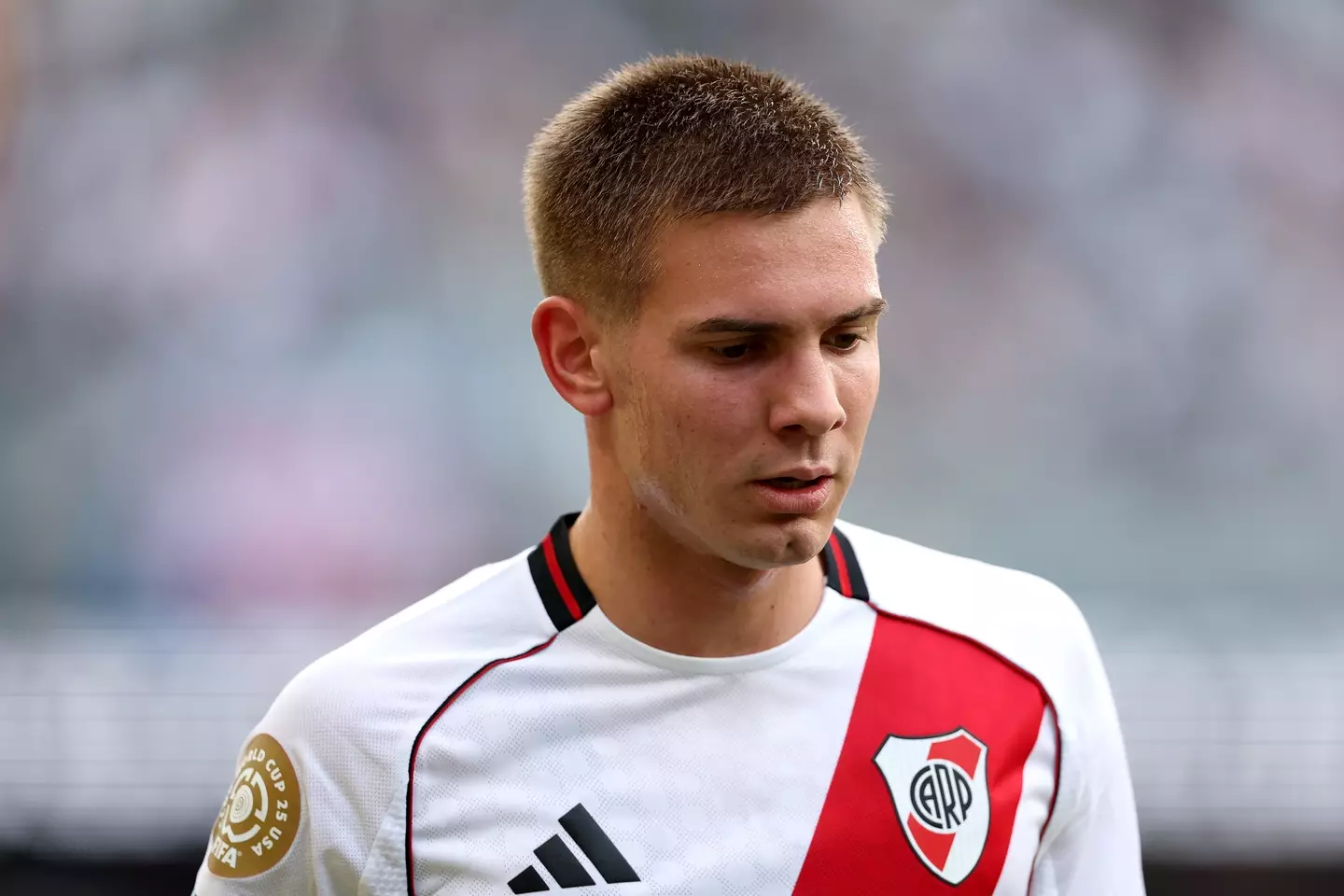 Franco Mastantuono won't be able to join first-team training just yet. (Image: Steph Chambers - FIFA / Contributor via Getty)