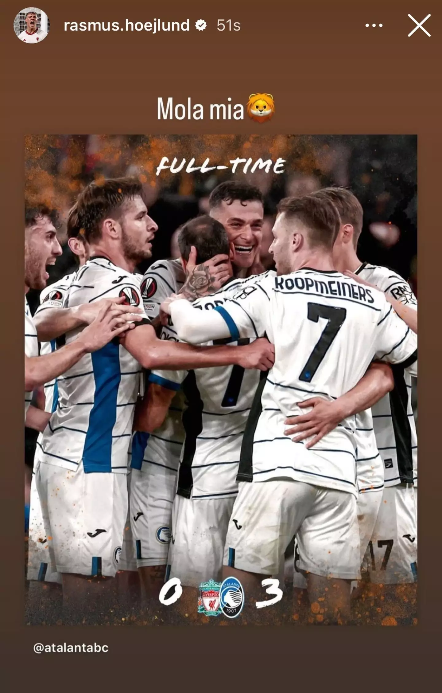 Image: Instagram/Rasmus Hojlund