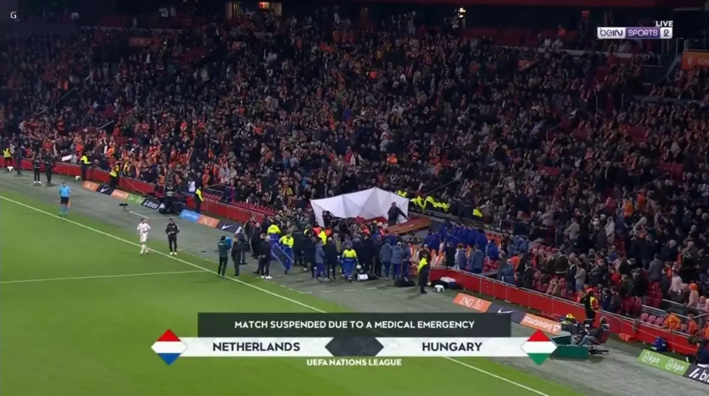 Netherlands vs Hungary was stopped after seven minutes. Image: BeIN Sports