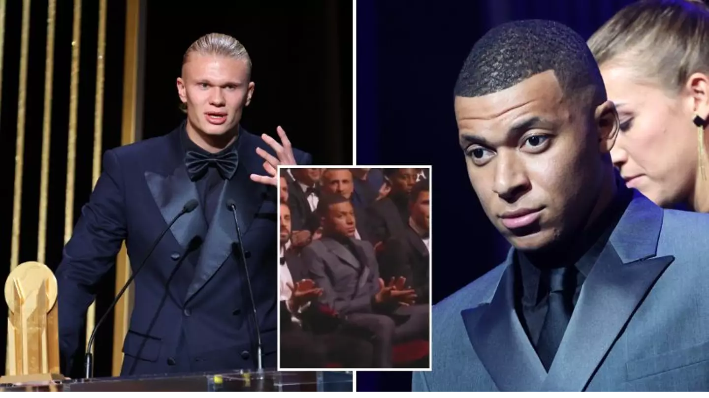 Fans spot what Kylian Mbappe did while Erling Haaland was being presented with the Gerd Muller award