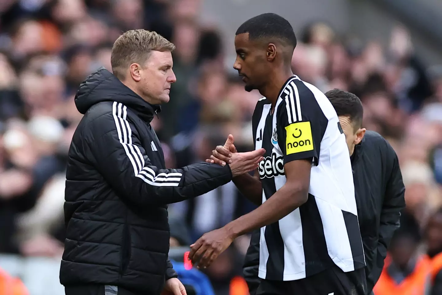 Eddie Howe could take the lead on contract talks with Alexander Isak. Image: Getty