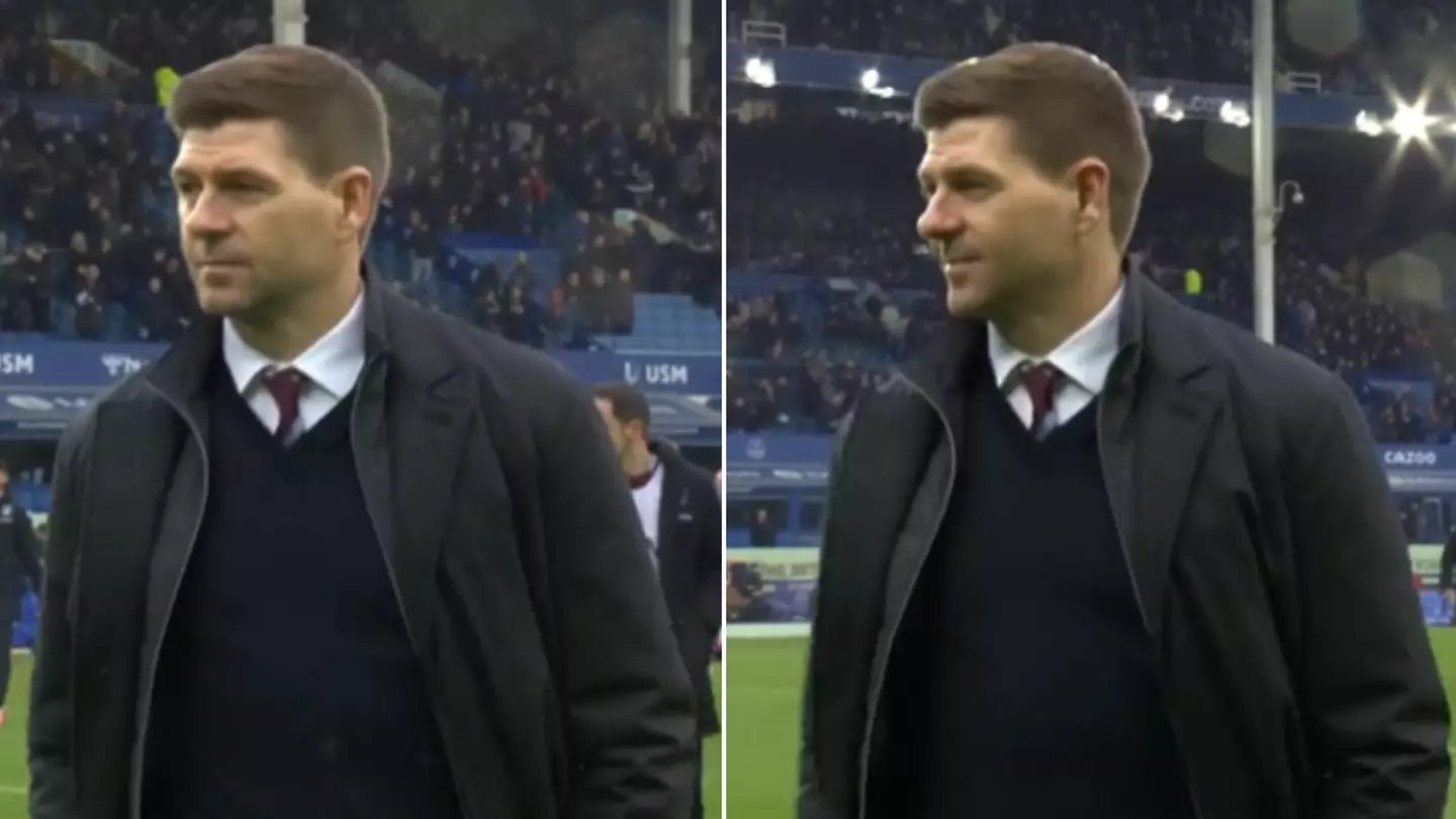 Steven Gerrard Stares Down Everton Fans In Ice-Cold Moment During Aston Villa's Match At Goodison