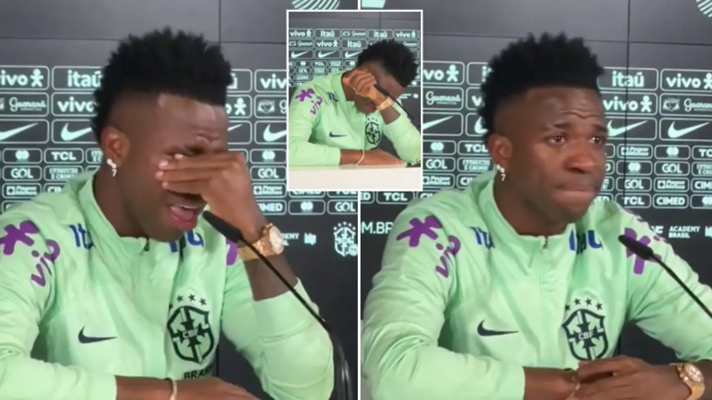 Vinicius Jr breaks down in tears during press conference after being asked about racism