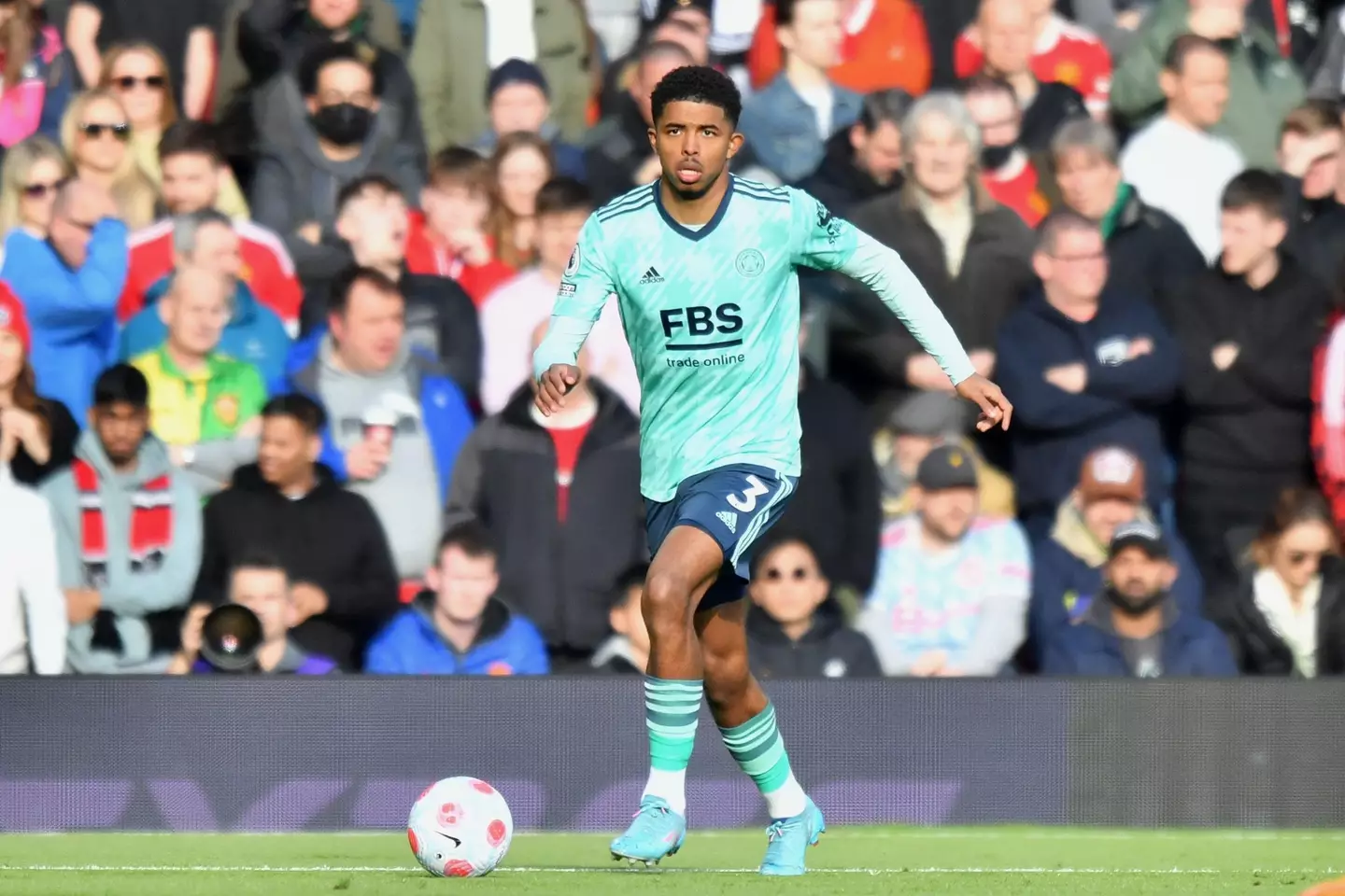 Leicester City's Wesley Fofana during the Premier League match at Old Trafford. (Alamy)