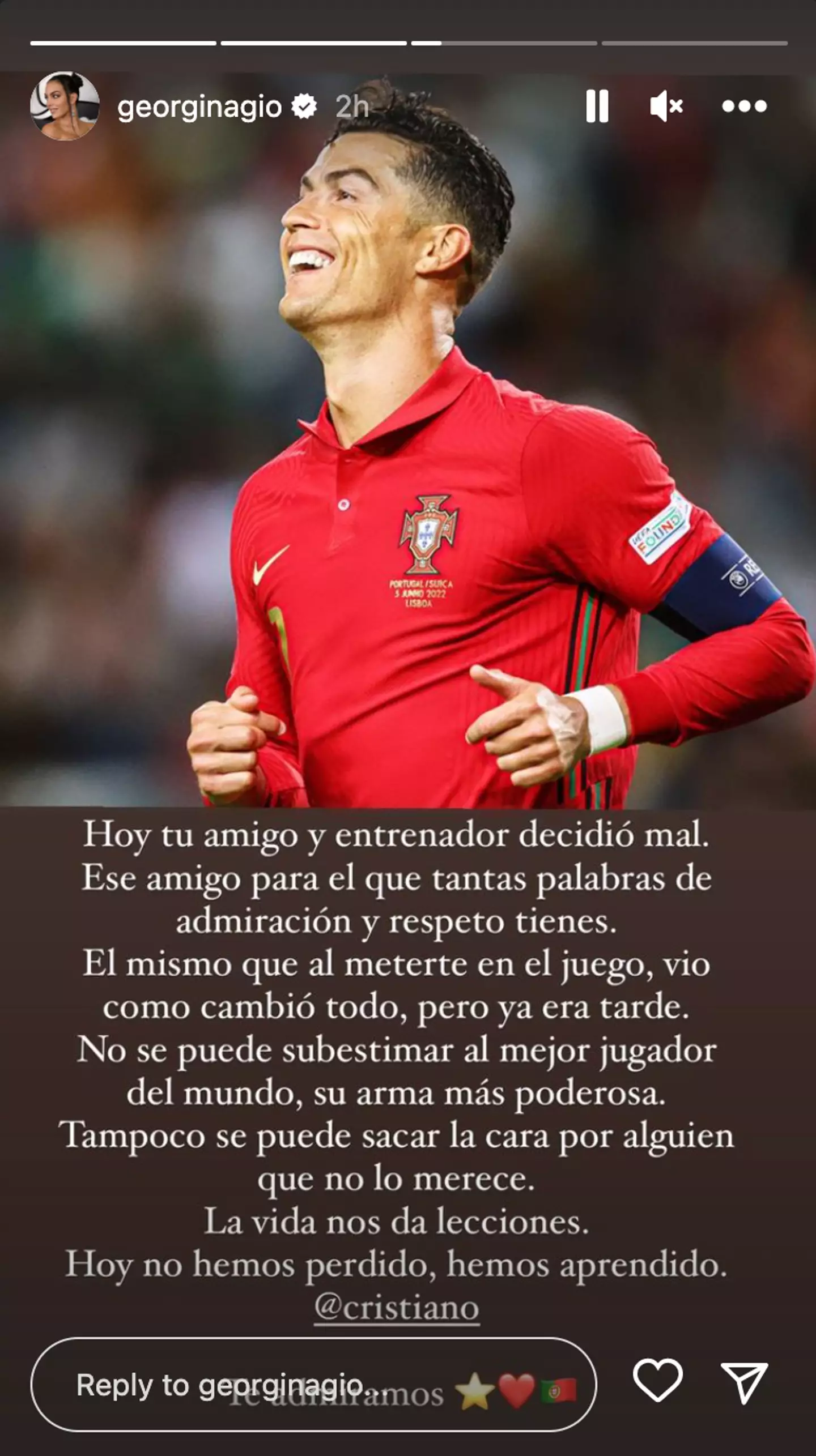 Cristiano Ronaldo’s partner, Georgina Rodriguez, speaks out against Fernando Santos after Portugal’s World Cup defeat to Morocco.