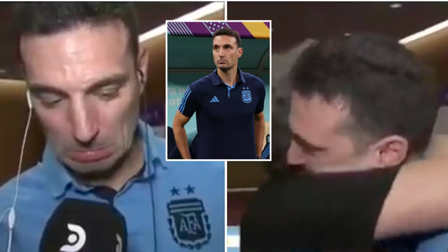 Argentina boss Lionel Scaloni struggles to hold back tears after watching spine-tingling support from fans in his hometown