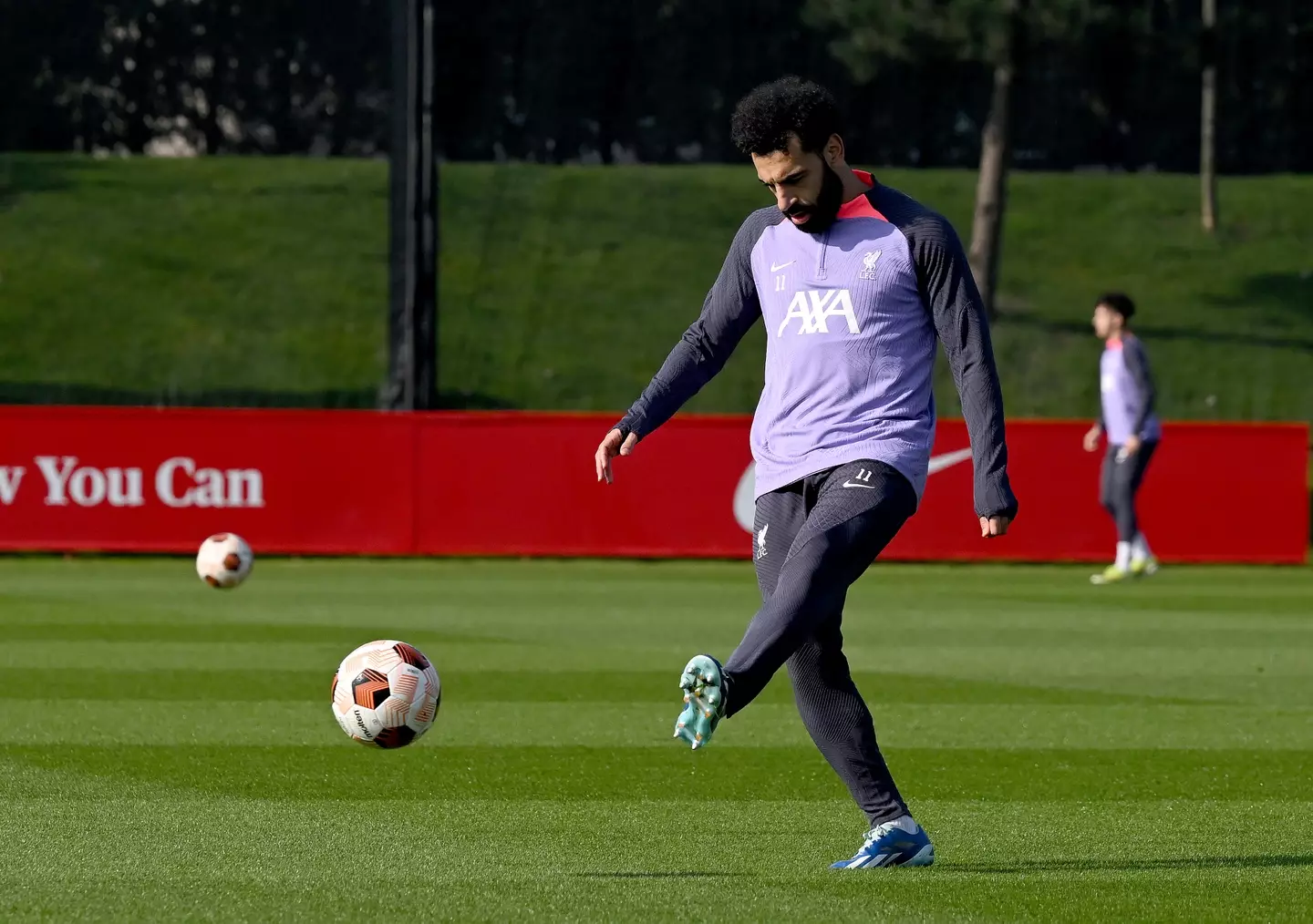Mohamed Salah in Liverpool training. Image: Getty