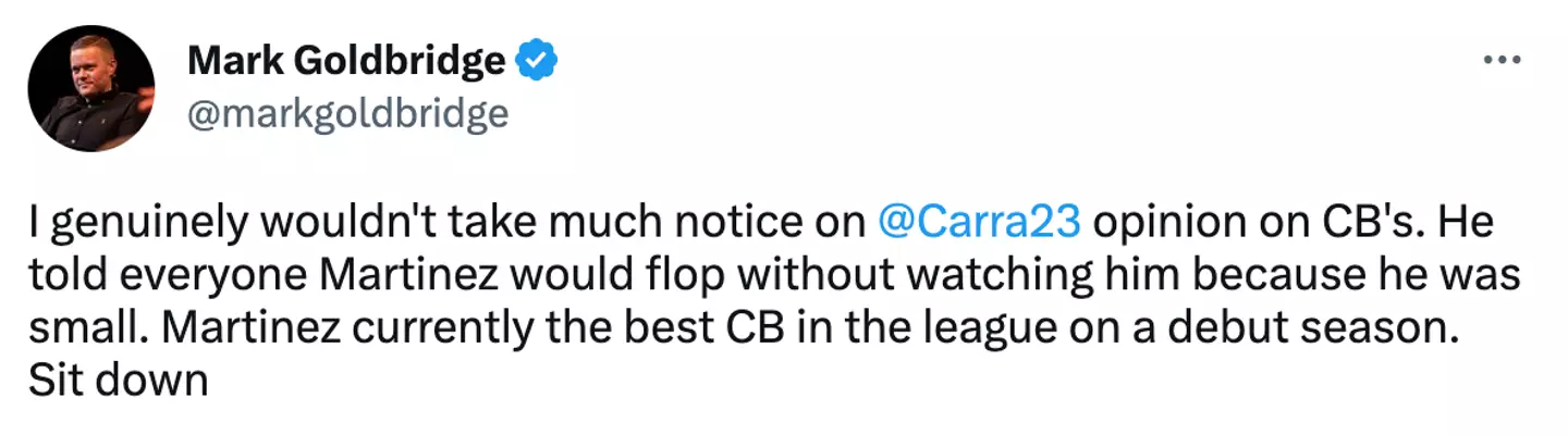 A Manchester United fan has hit back at Jamie Carragher.