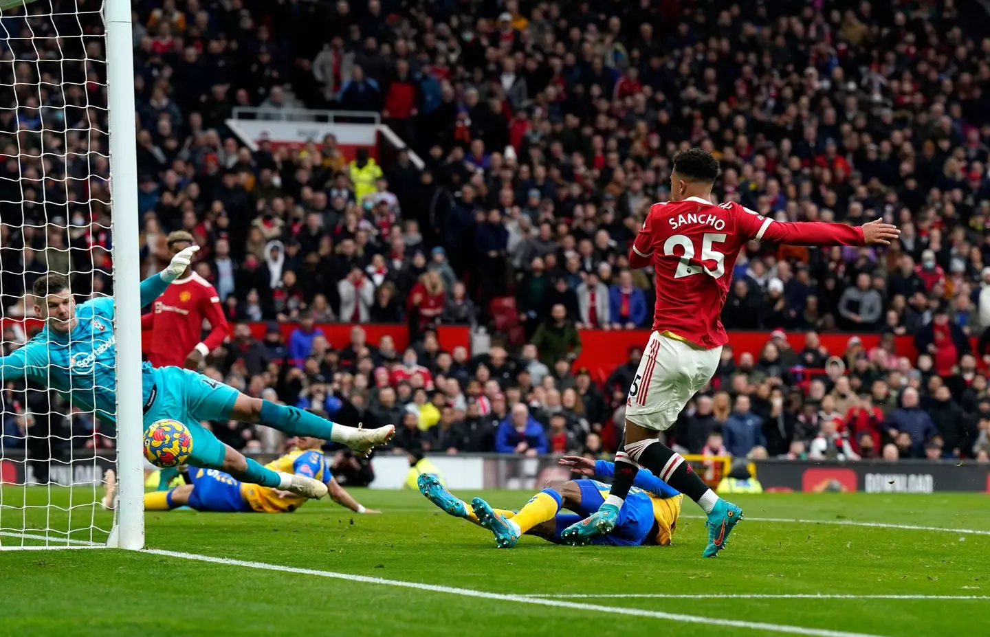 Sancho's form has picked up under Rangnick and he's scored against Middlesbrough and Southampton. Image: PA Images