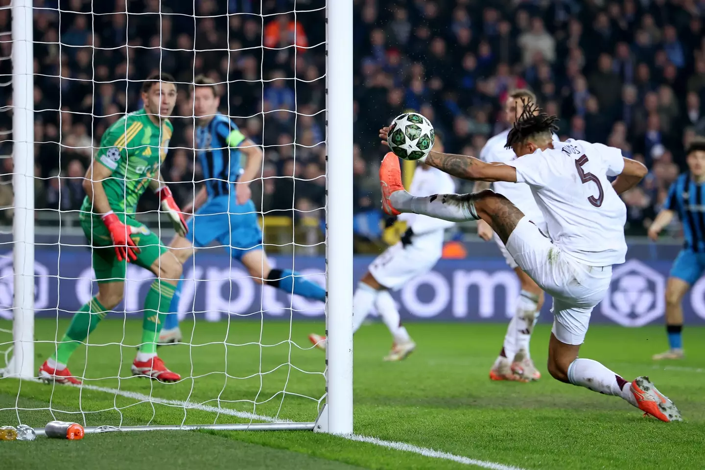 Tyrone Mings produced an inexplicable goal-line clearance. Image: Getty