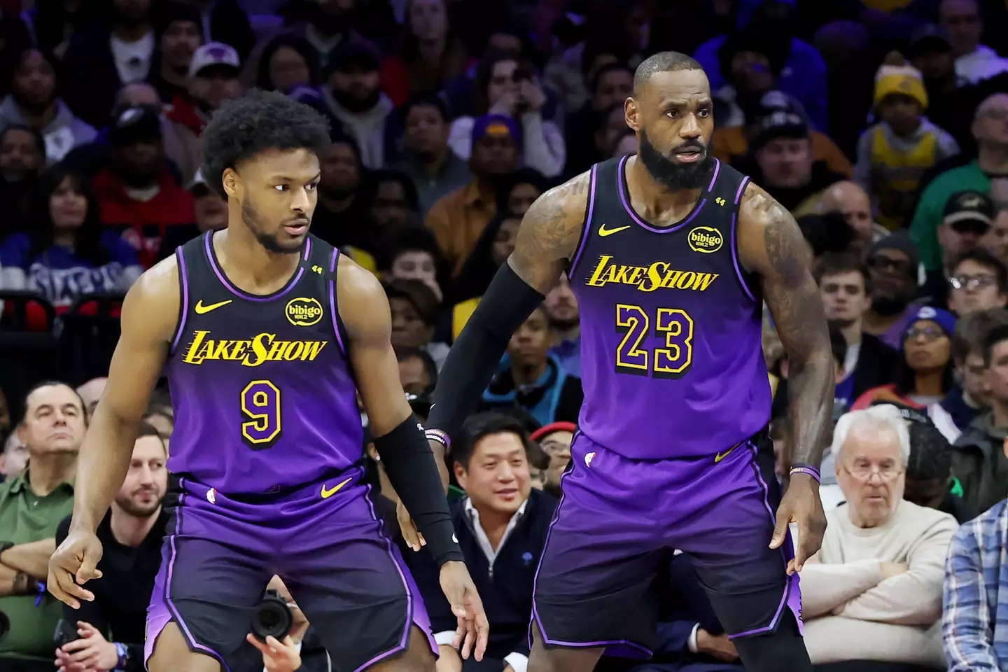 Bronny James teamed up with his father LeBron James when the Los Angeles Lakers selected him in the 2024 NBA Draft. Image: Getty