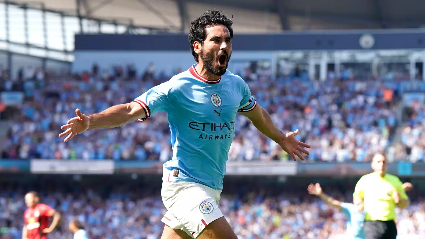 Ilkay Gundogan celebrates scoring Manchester City's opener against Bournemouth.