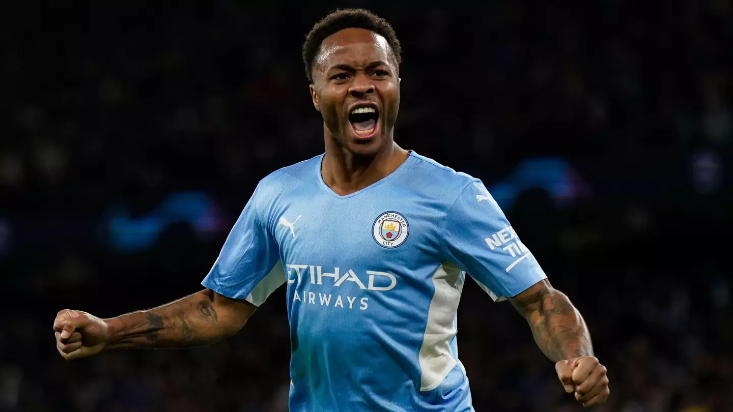 Manchester City forward Raheem Sterling celebrating. (Alamy)