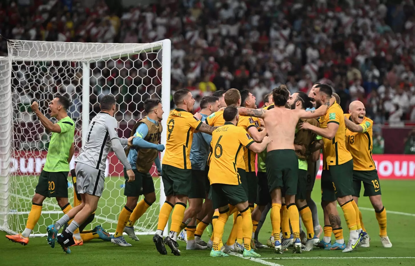 Redmayne was mobbed by his teammates in celebration, after becoming a national hero. Image: Alamy