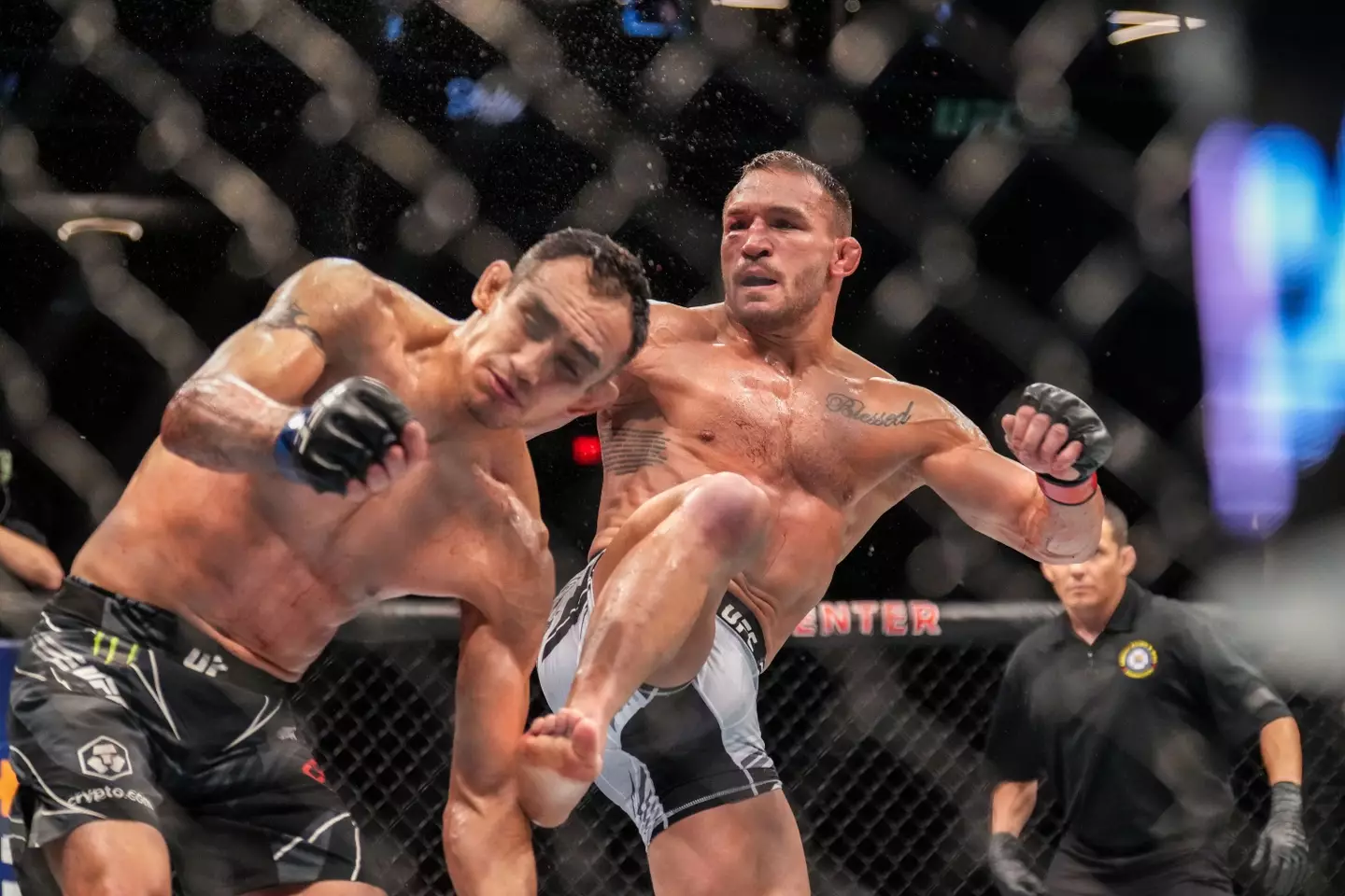 Michael Chandler knocks out Tony Ferguson. Image: Alamy