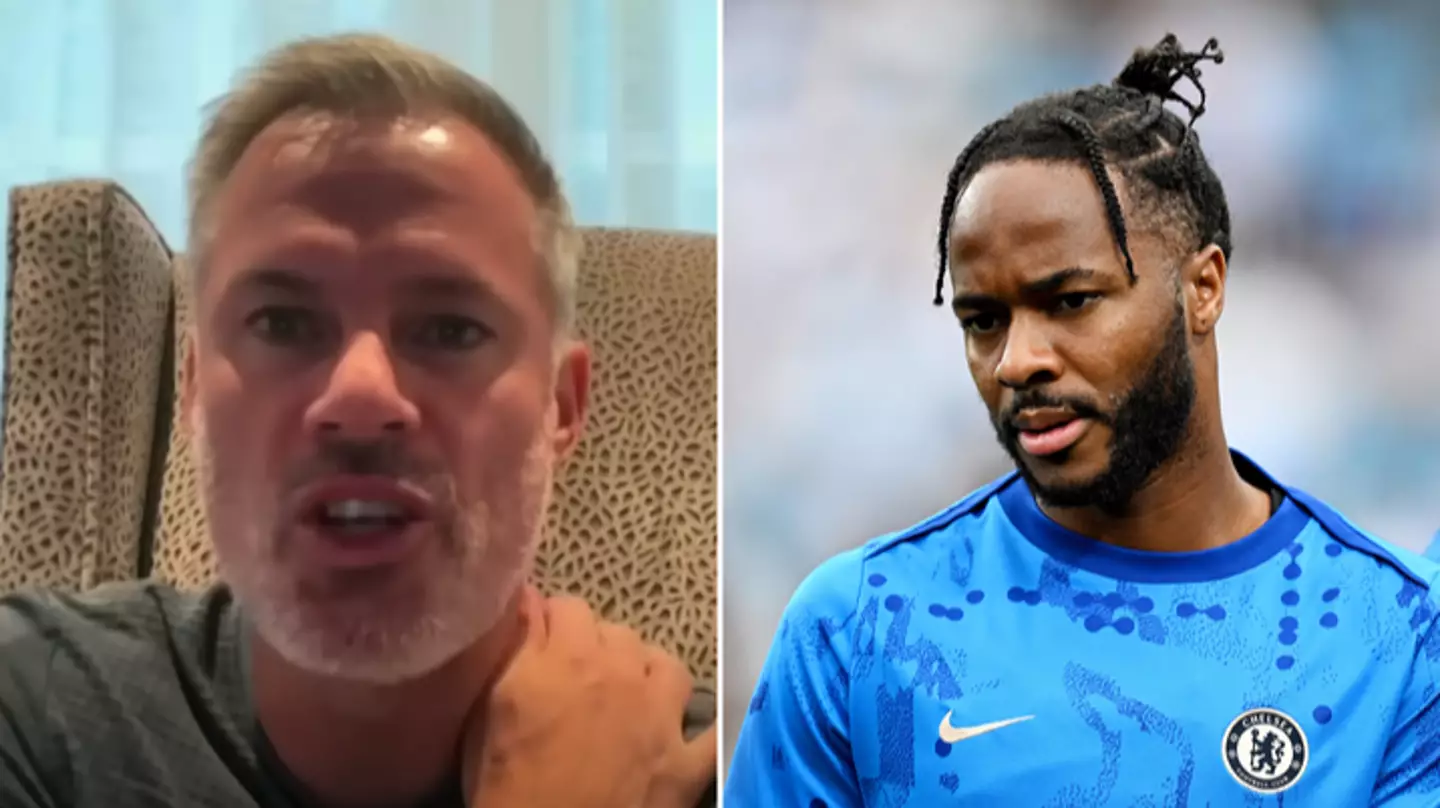Jamie Carragher's immediate reaction after reading Raheem Sterling's statement about his Chelsea future is going viral