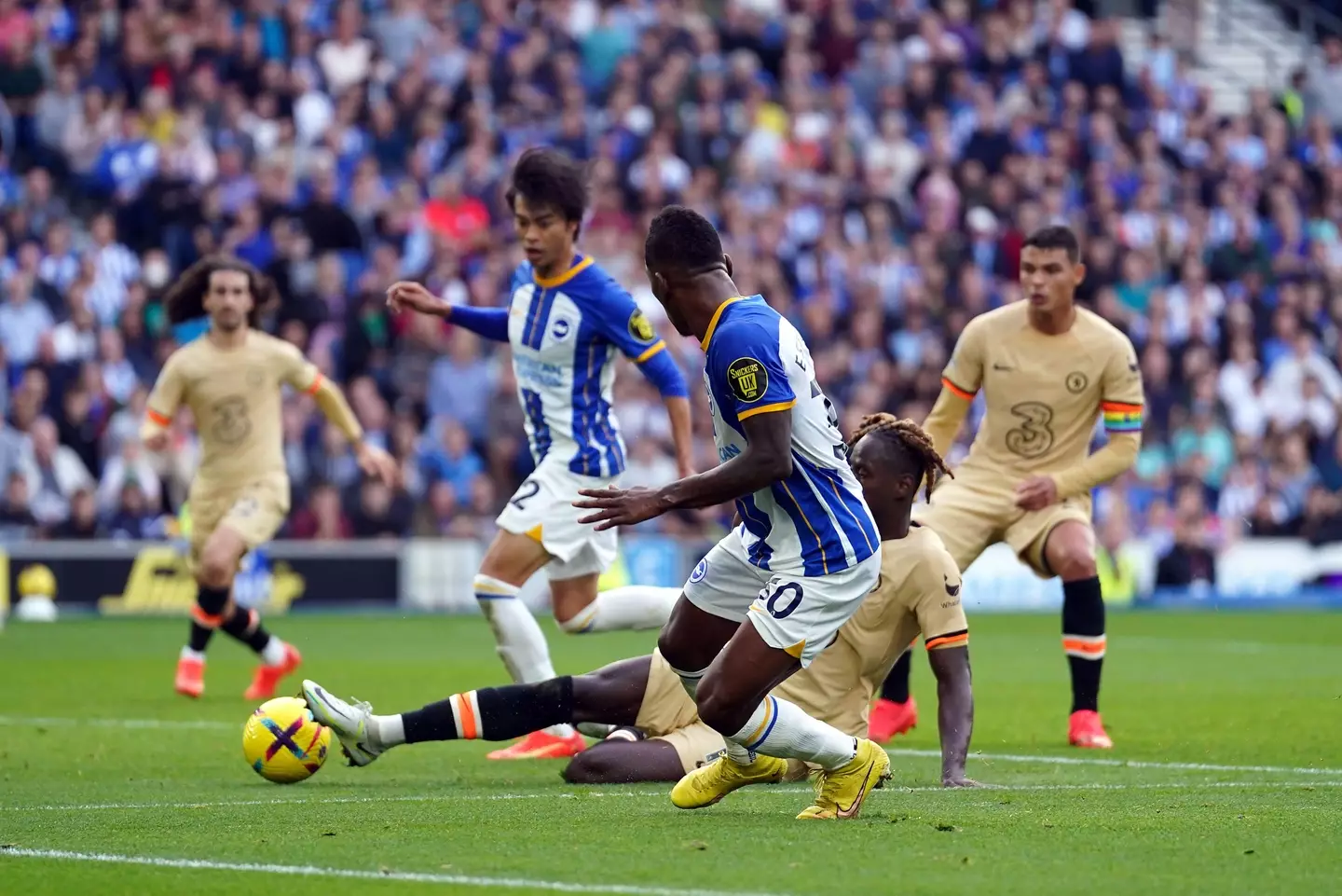 Trevoh Chalobah scoring an own goal to make it 3-0 to Brighton. (Alamy)