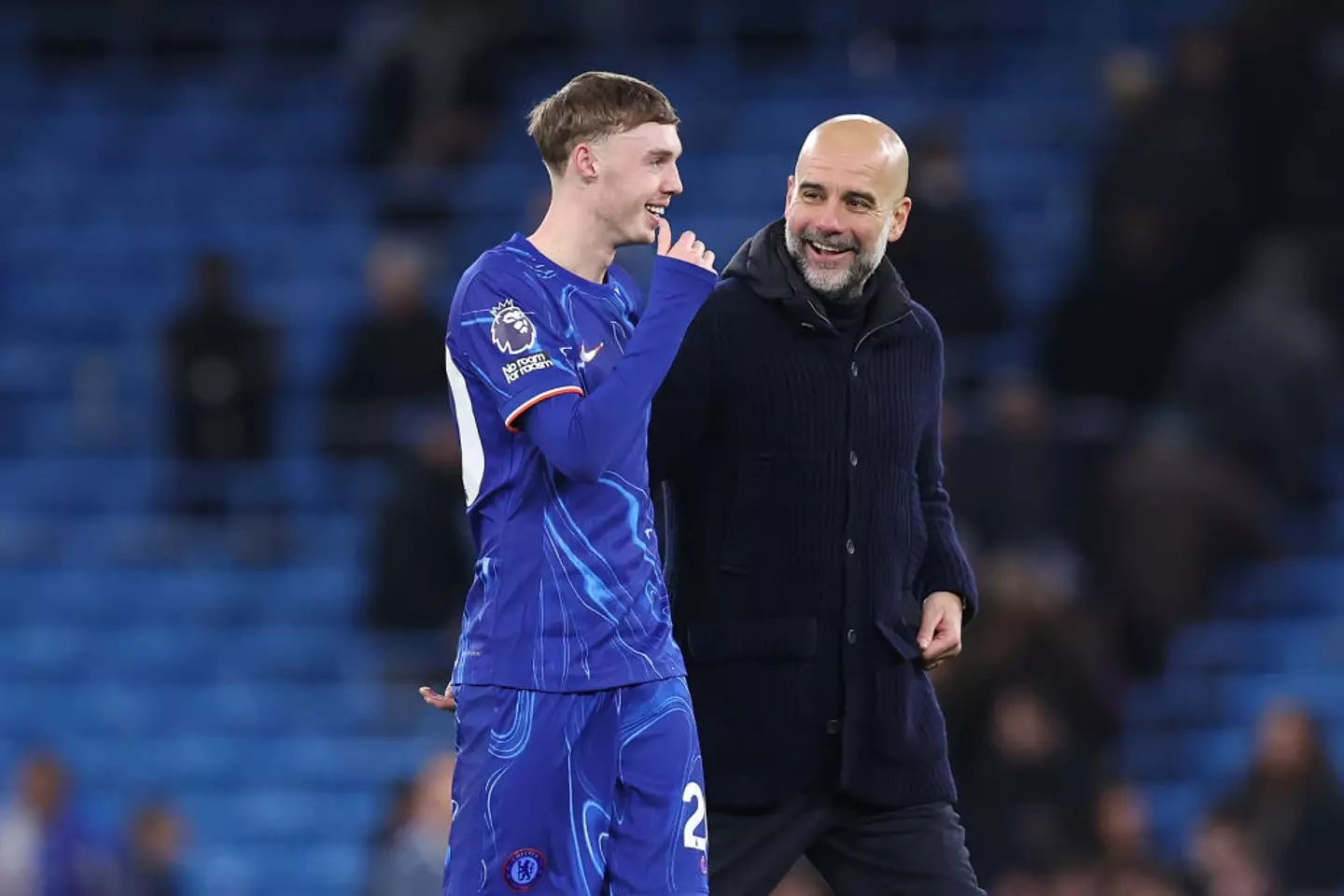 Cole Palmer and Pep Guardiola after Manchester City and Chelsea (Credit:Getty)