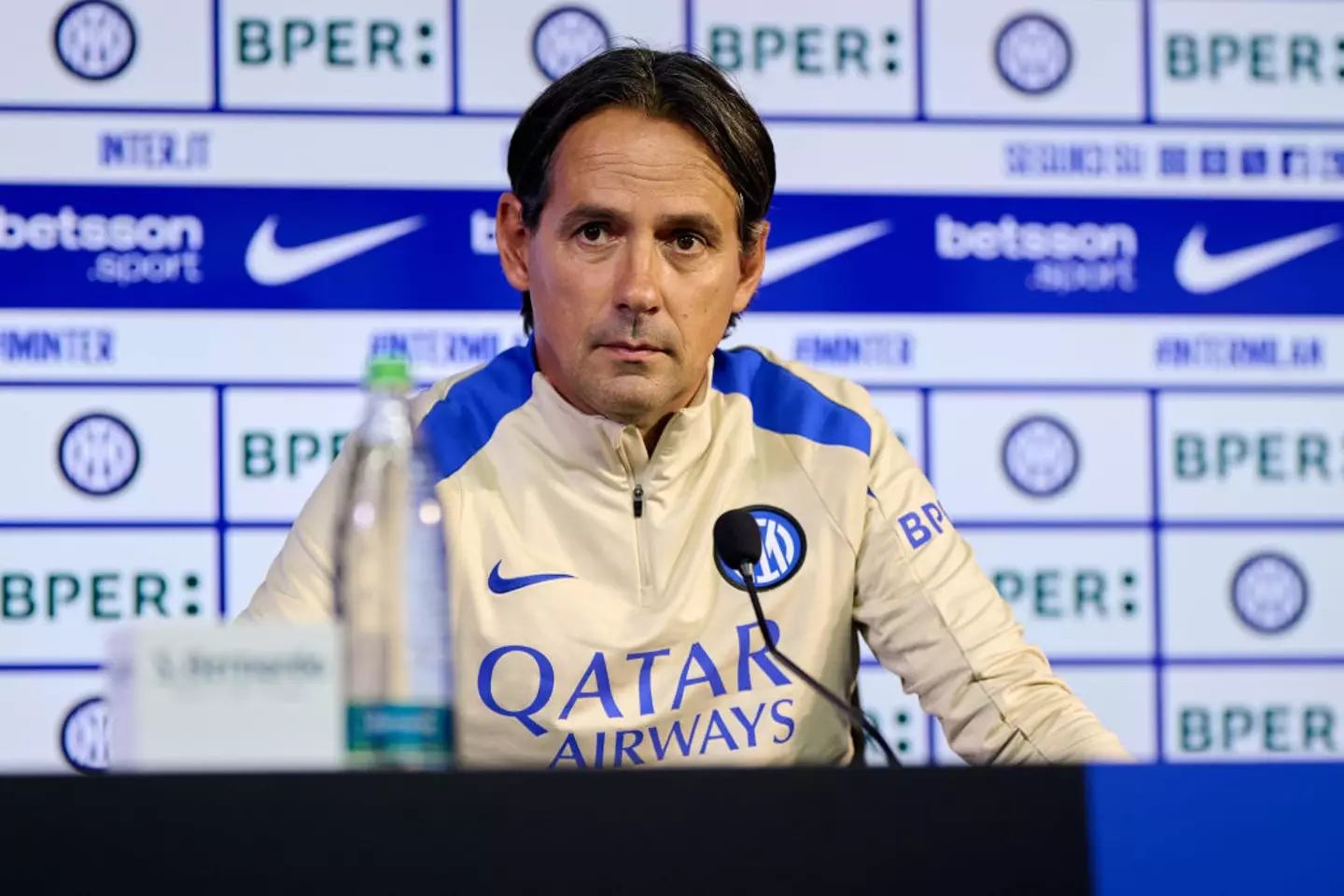 Simone Inzaghi pictured during an Inter Milan press conference -