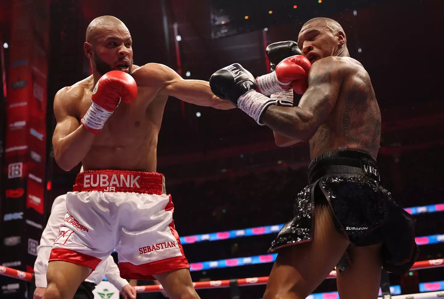 Chris Eubank Jr. and Conor Benn during their first fight. Image: Getty