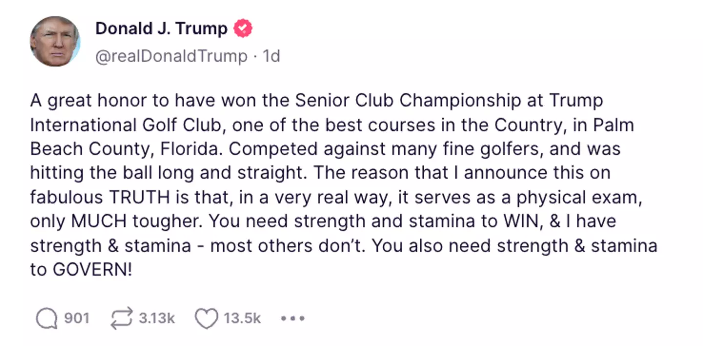 @realDonaldTrump/Truth Social.