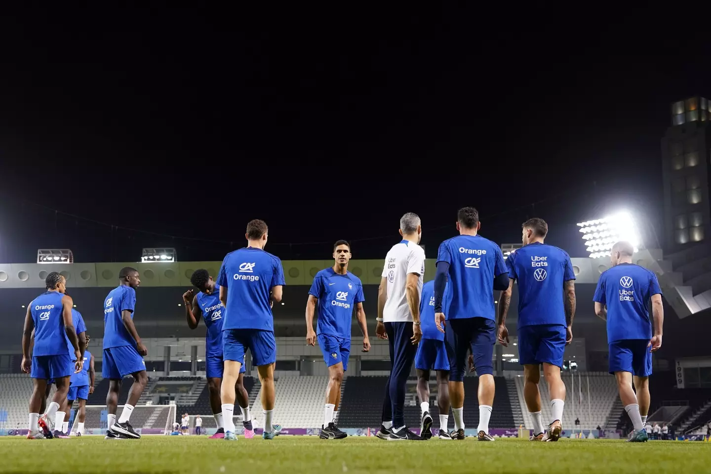 France train ahead of Saturday's clash against England as Kylian Mbappe trained indoors. Image: Alamy