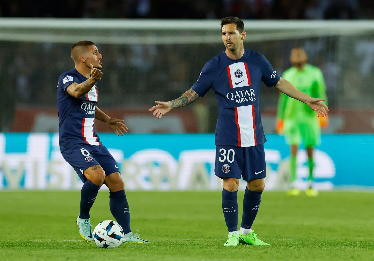 Messi and Verratti in action for PSG. Image: Alamy