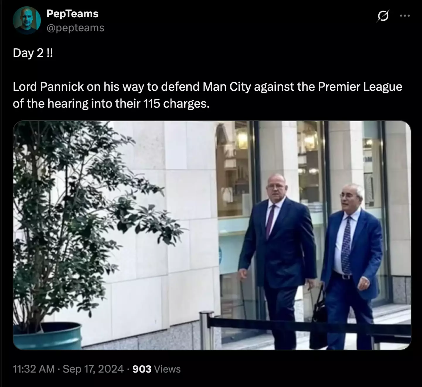 Lord Pannick arriving at London's IDRC last year (Image: Twitter)