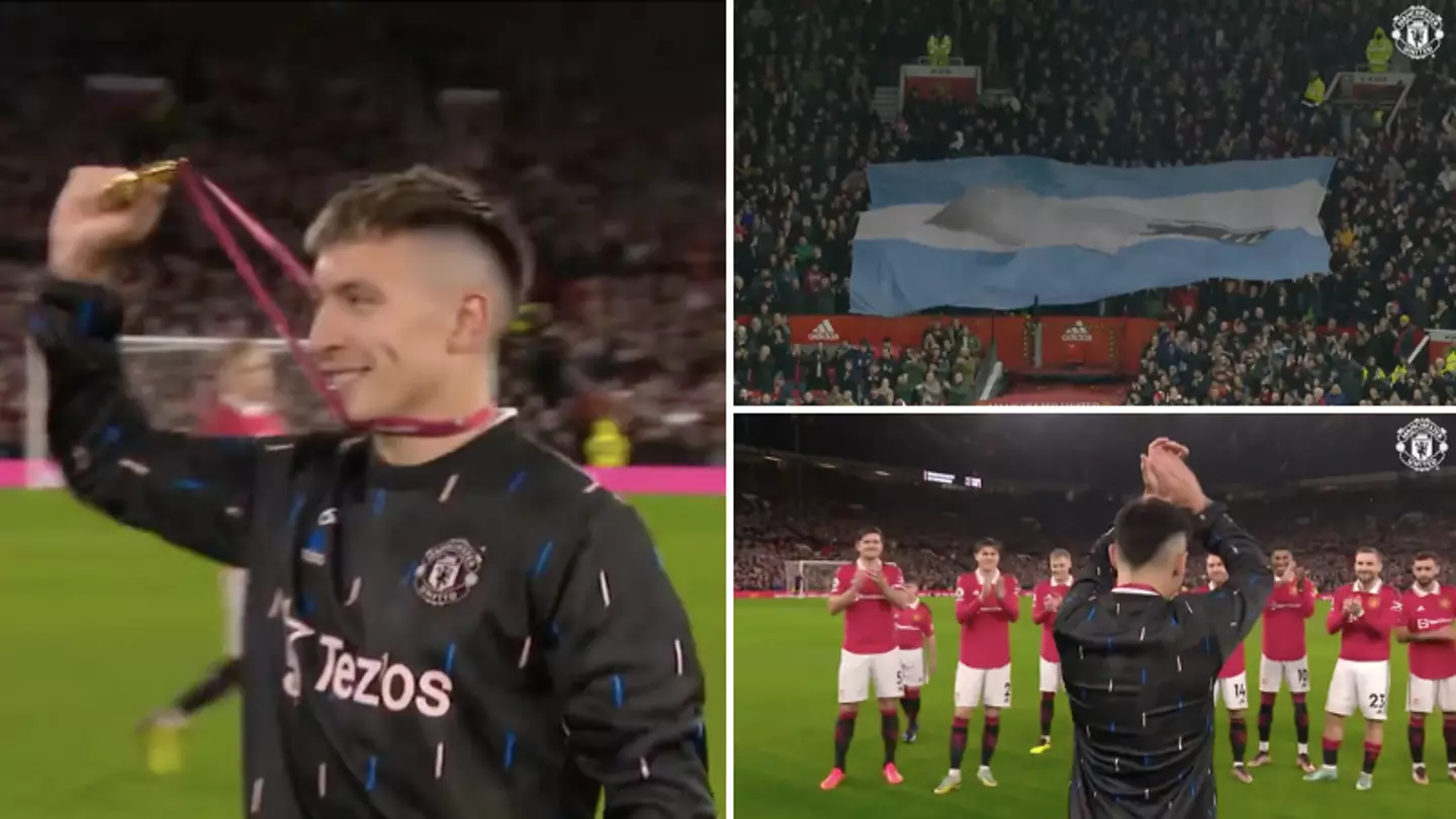 Lisandro Martinez receives thunderous ovation after returning to Old Trafford with World Cup winner's medal