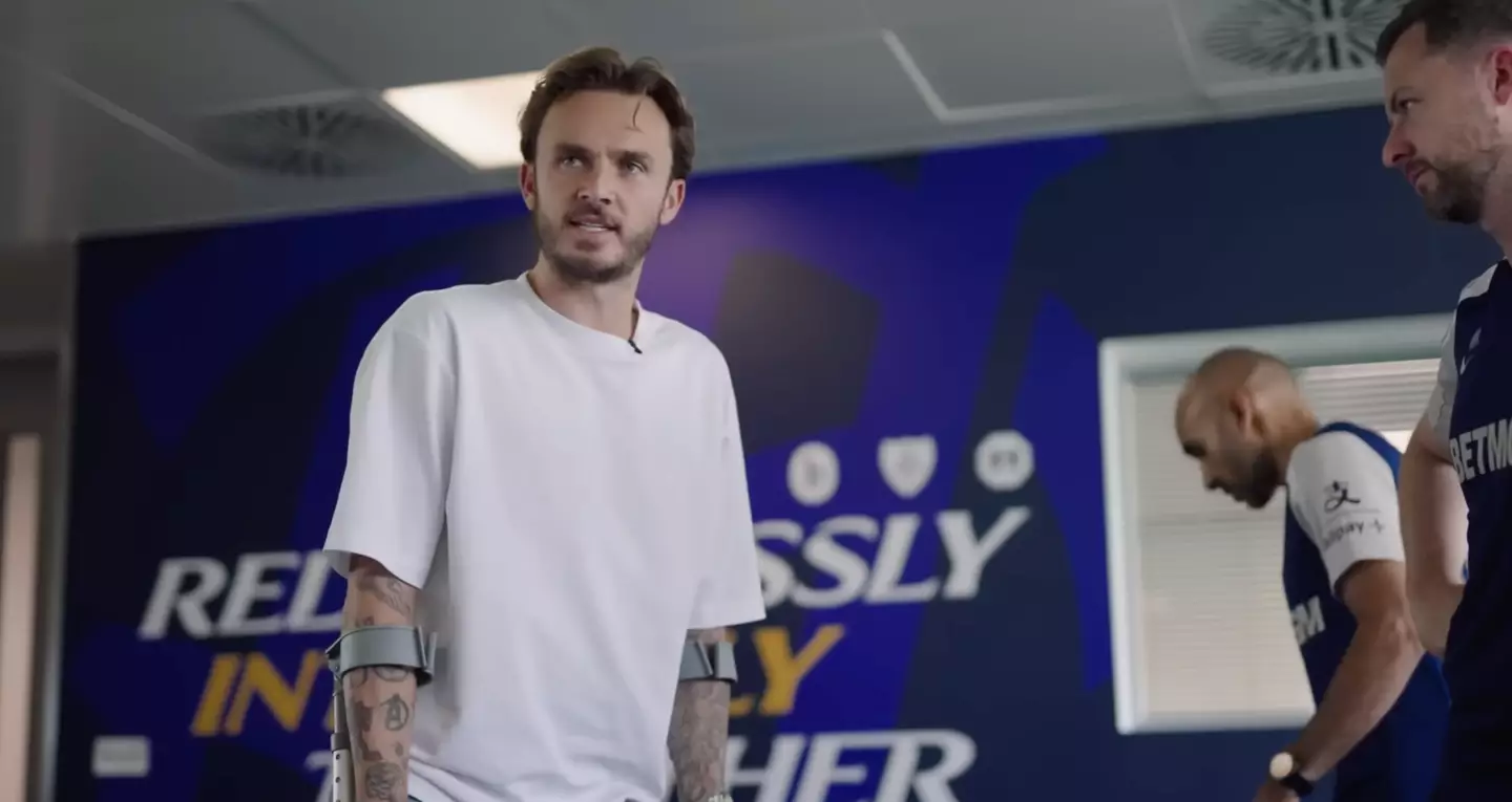 Maddison has been doing part of his injury rehab at Spurs' training ground (Image: YouTube/James Maddison)