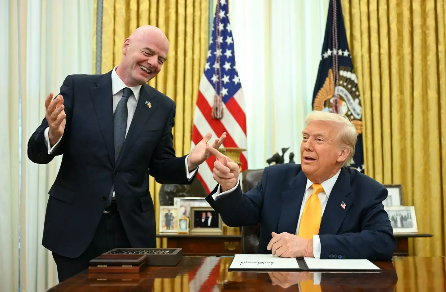 Donald Trump and FIFA president Gianni Infantino met at the Oval office of the White House. Image: Getty