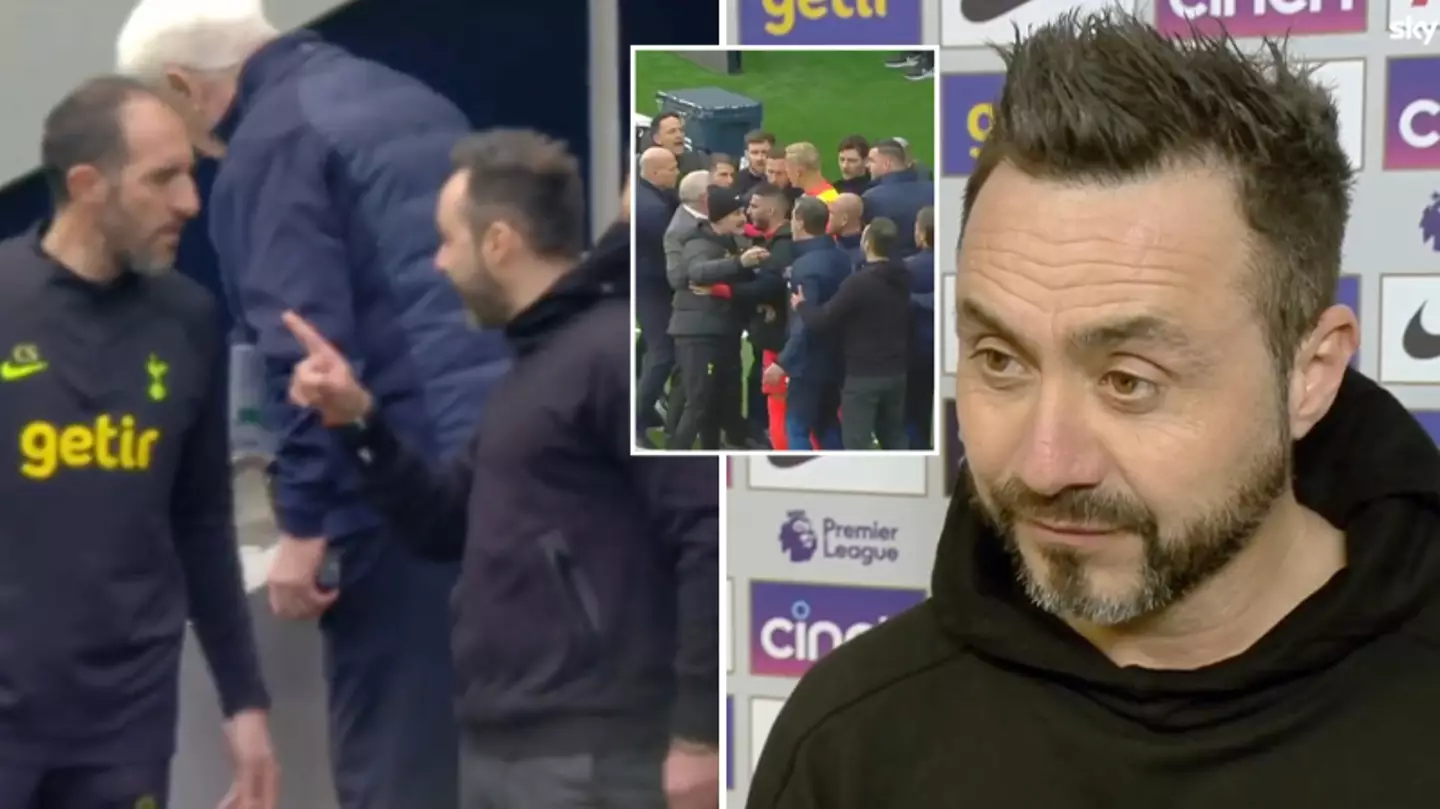 Roberto De Zerbi explains heated Cristian Stellini argument during Brighton vs Tottenham