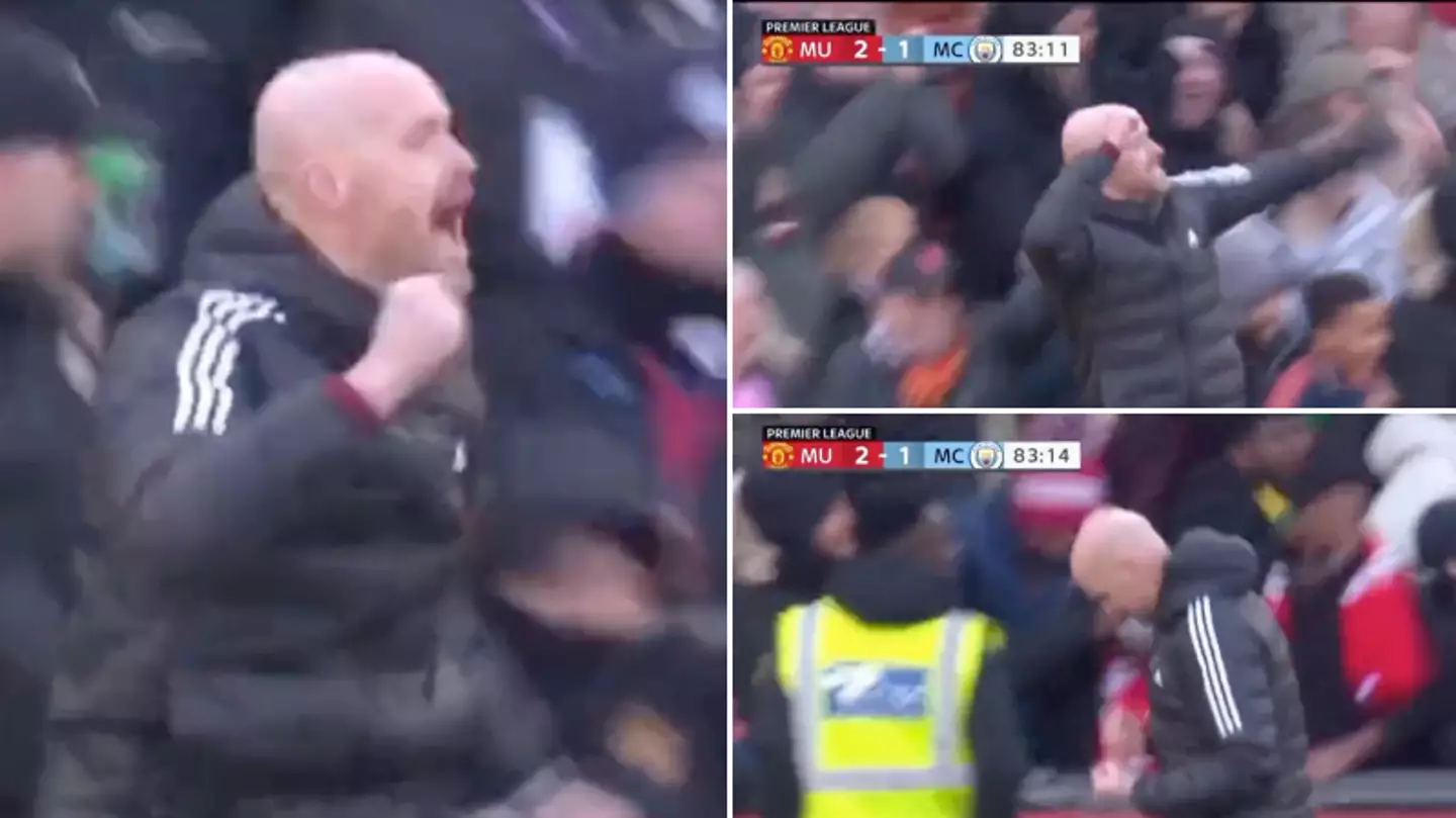 Erik ten Hag celebrated Marcus Rashford's winner against Man City like never before, he was buzzing