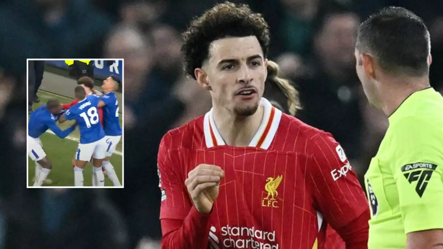 Curtis Jones breaks silence after being shown red card for Abdoulaye Doucoure brawl in Merseyside derby