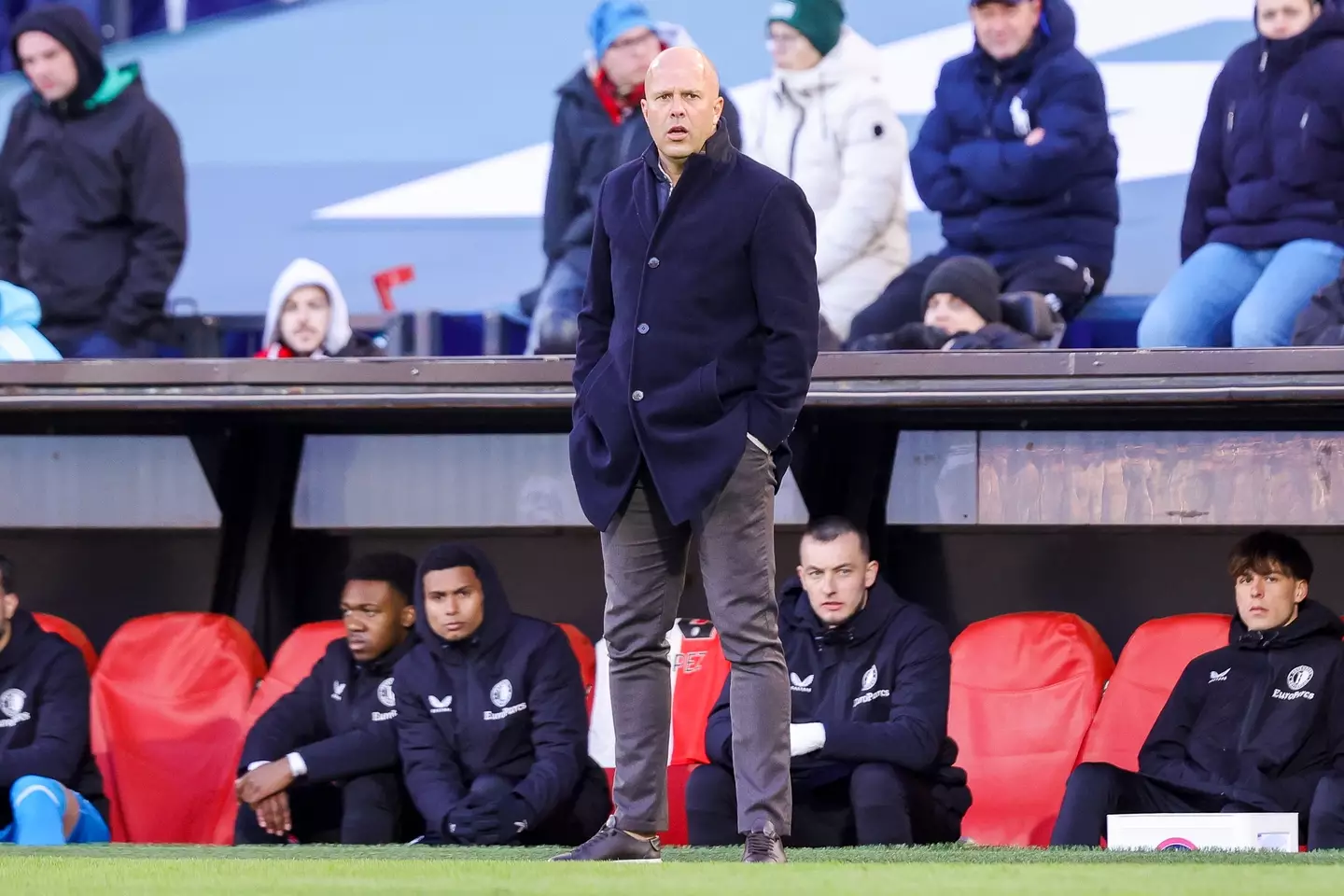 Arne Slot on the touchline during a Feyenoord match. Image: Getty