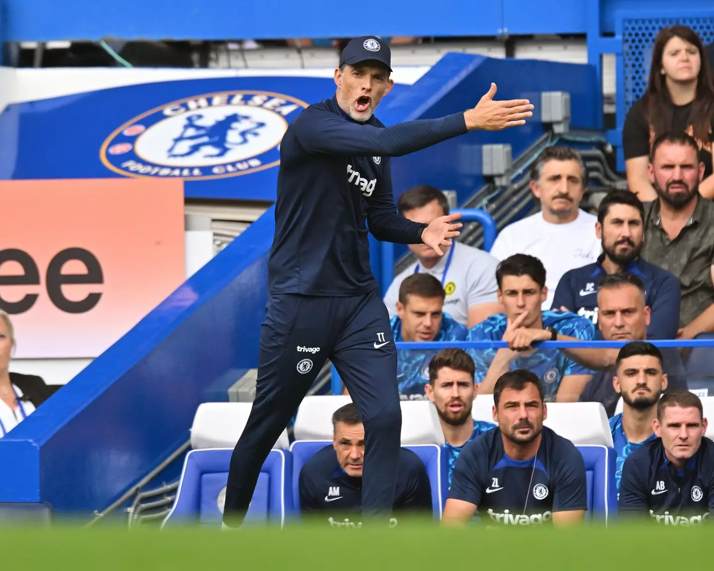 Thomas Tuchel gesturing on the sidelines against West Ham. Image credit: Alamy