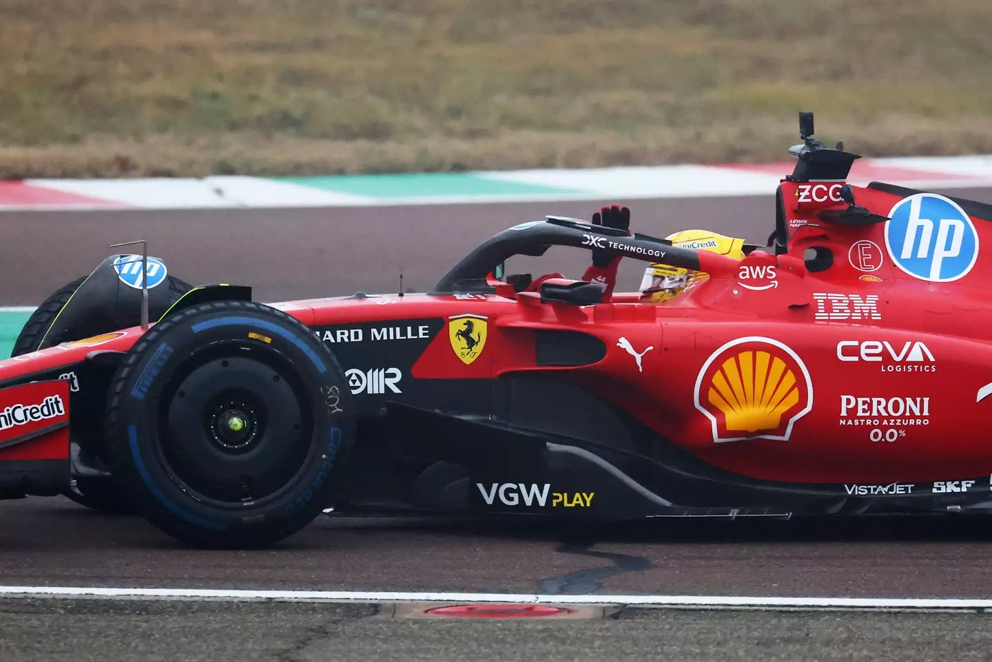 Lewis Hamilton during his first test with Ferrari- Getty