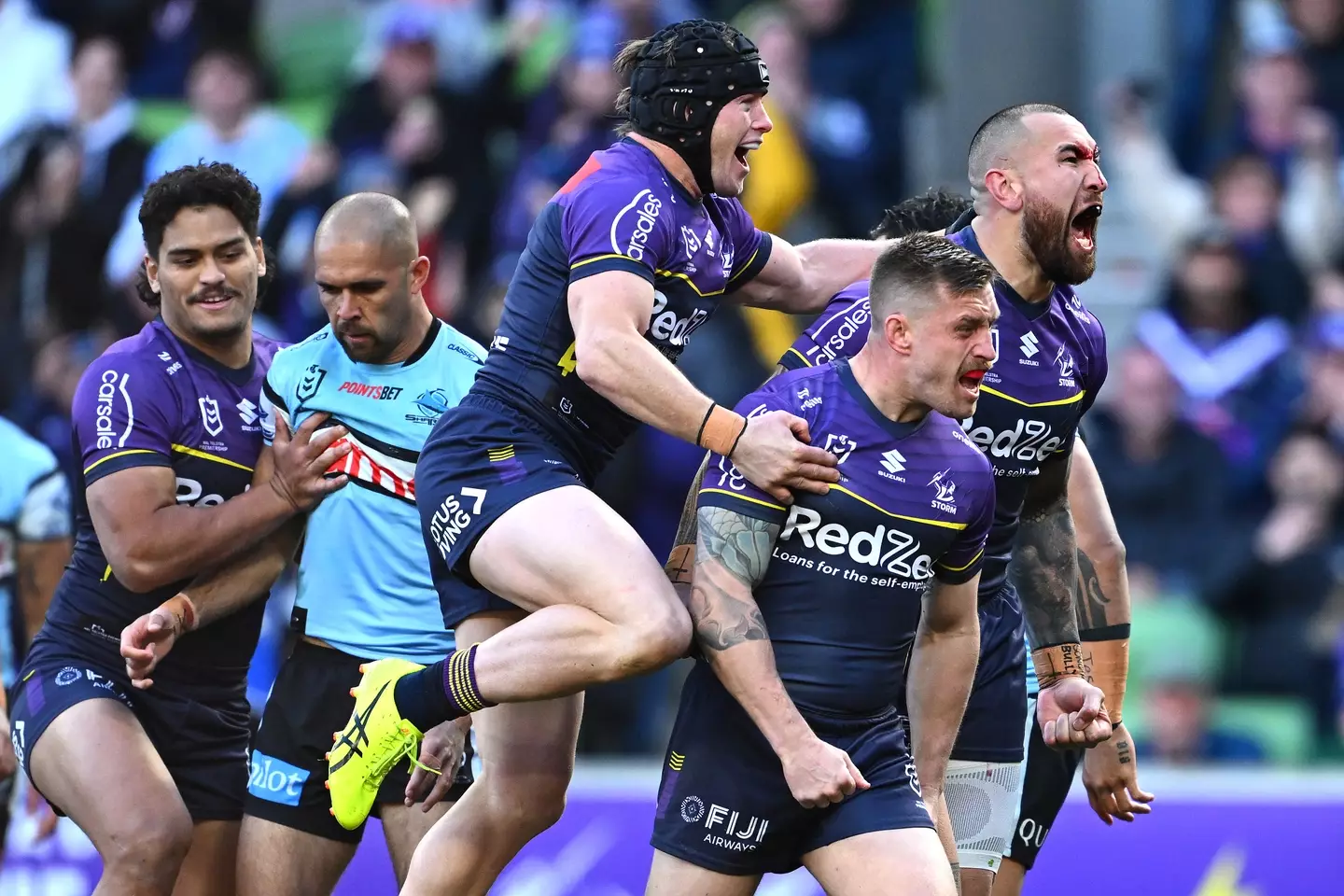 The Melbourne Storm await the Sydney Roosters.