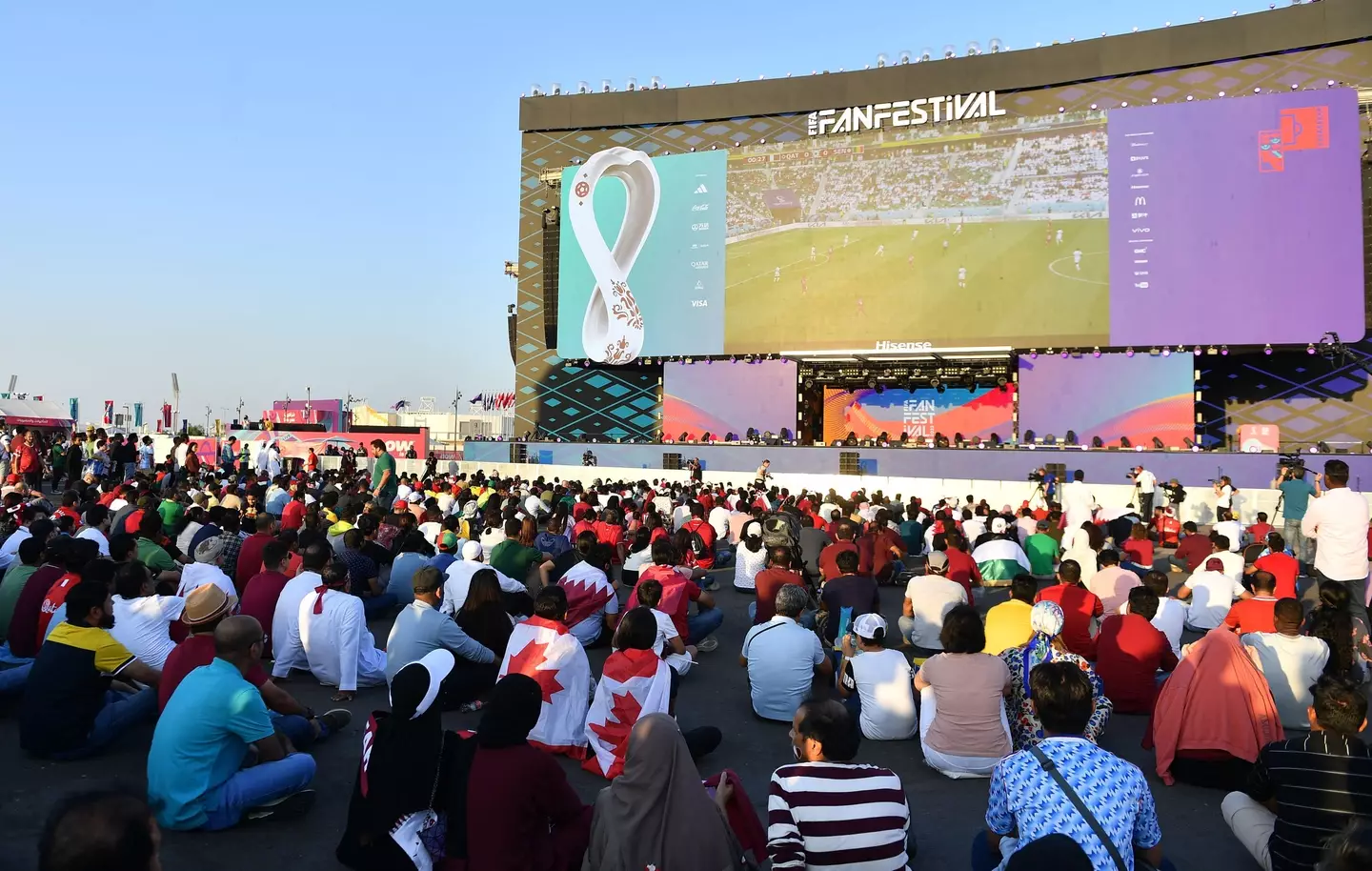 Fans in the fan park at Qatar. Image: Alamy