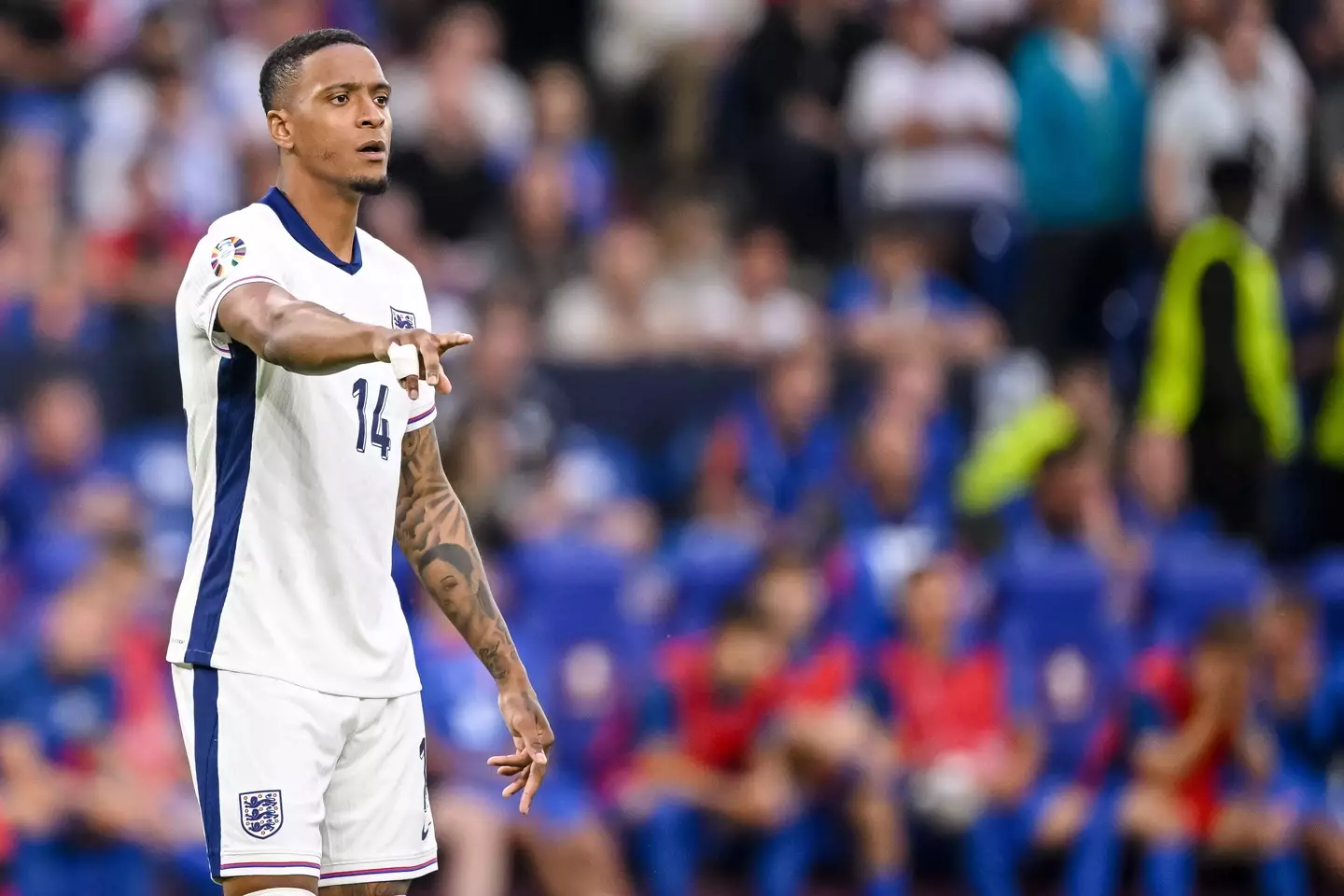 Ezri Konsa in action for England against Slovakia. Image: Getty