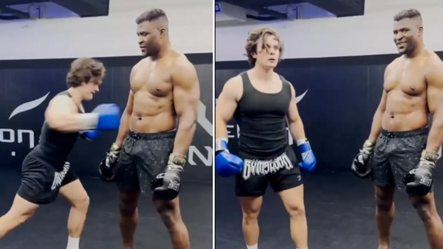 Francis Ngannou takes the full force of a fitness influencer’s punch and the results are shocking