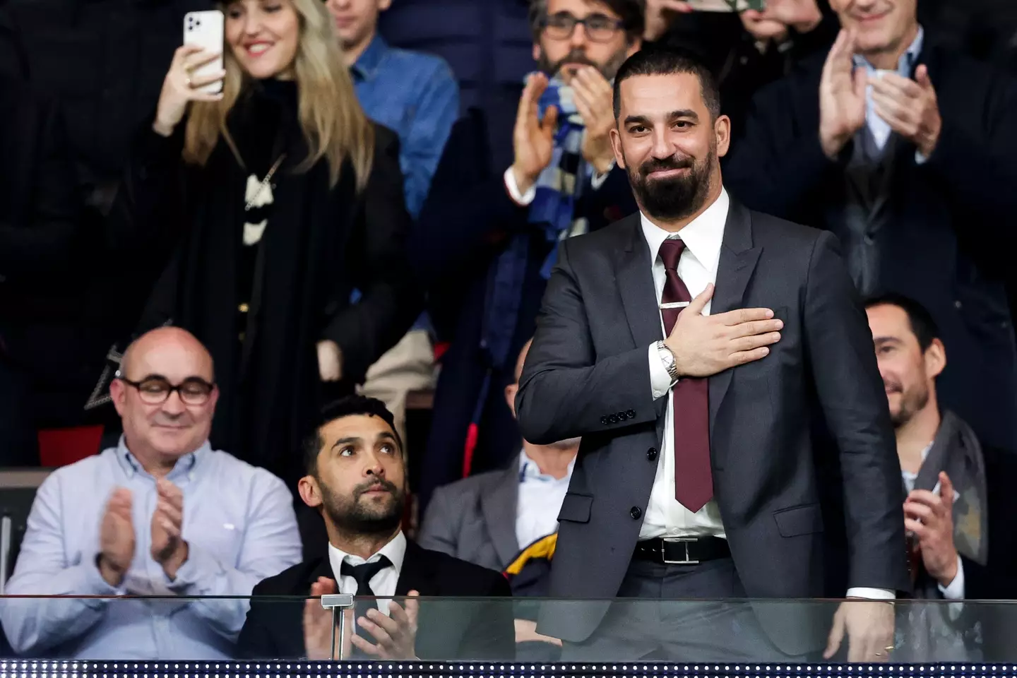 Arda Turan was pictured at a game between Barcelona and Atletico Madrid in January. Image credit: Getty