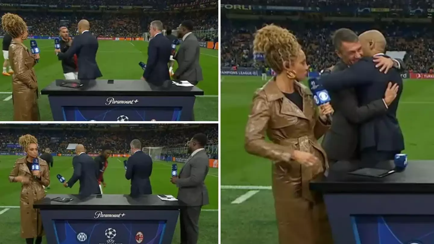 AC Milan players stopped warming up to speak to Thierry Henry, even Paolo Maldini slid in for a hug