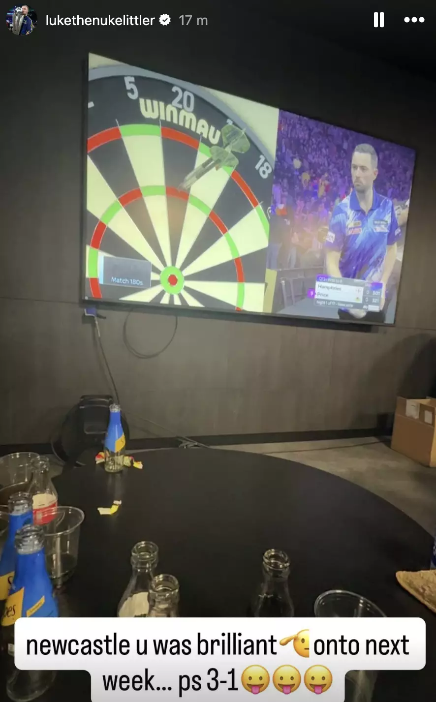 Luke Littler posted on Instagram (Credit:Getty)