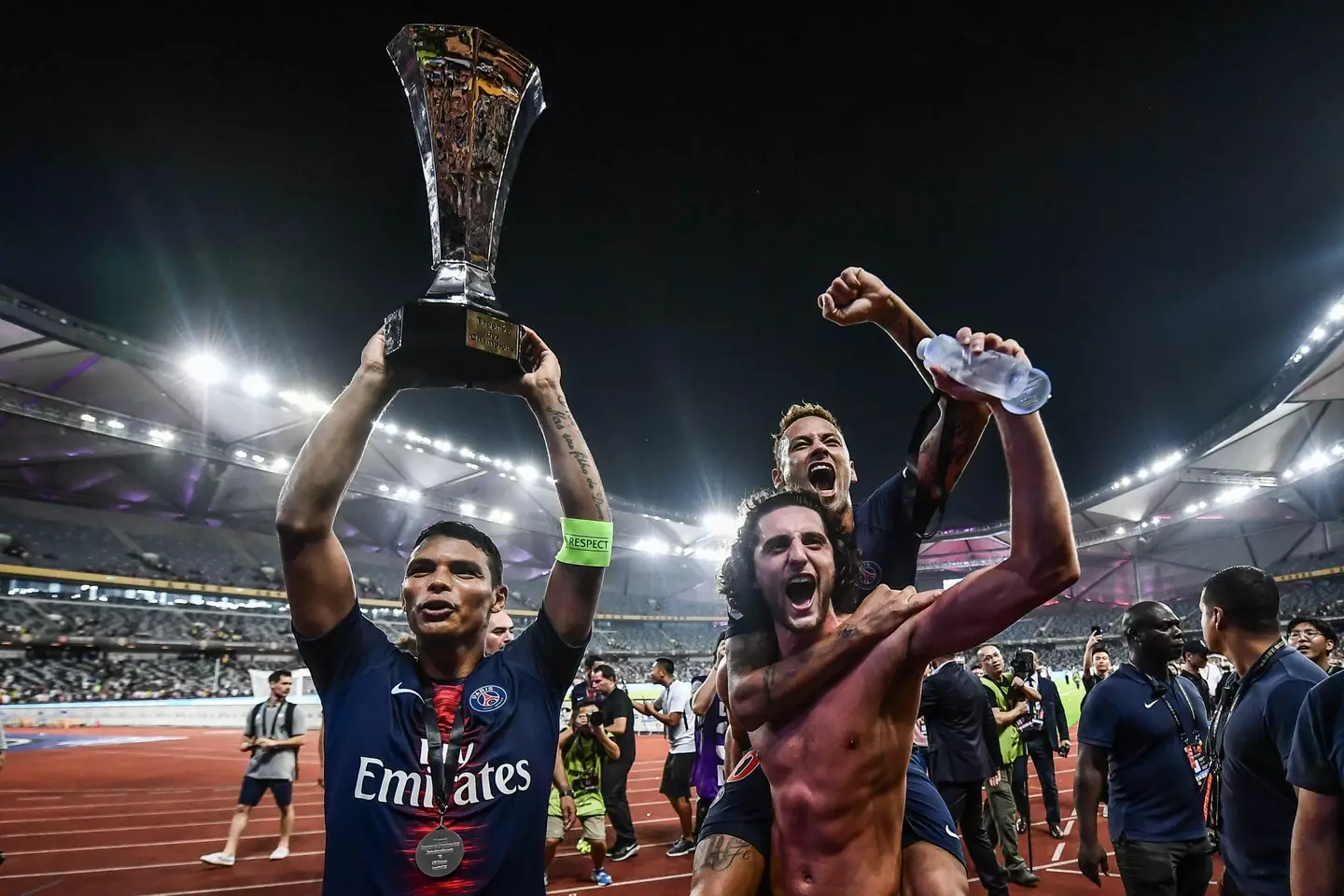 Adrien Rabiot winning with PSG in 2018. (Alamy)