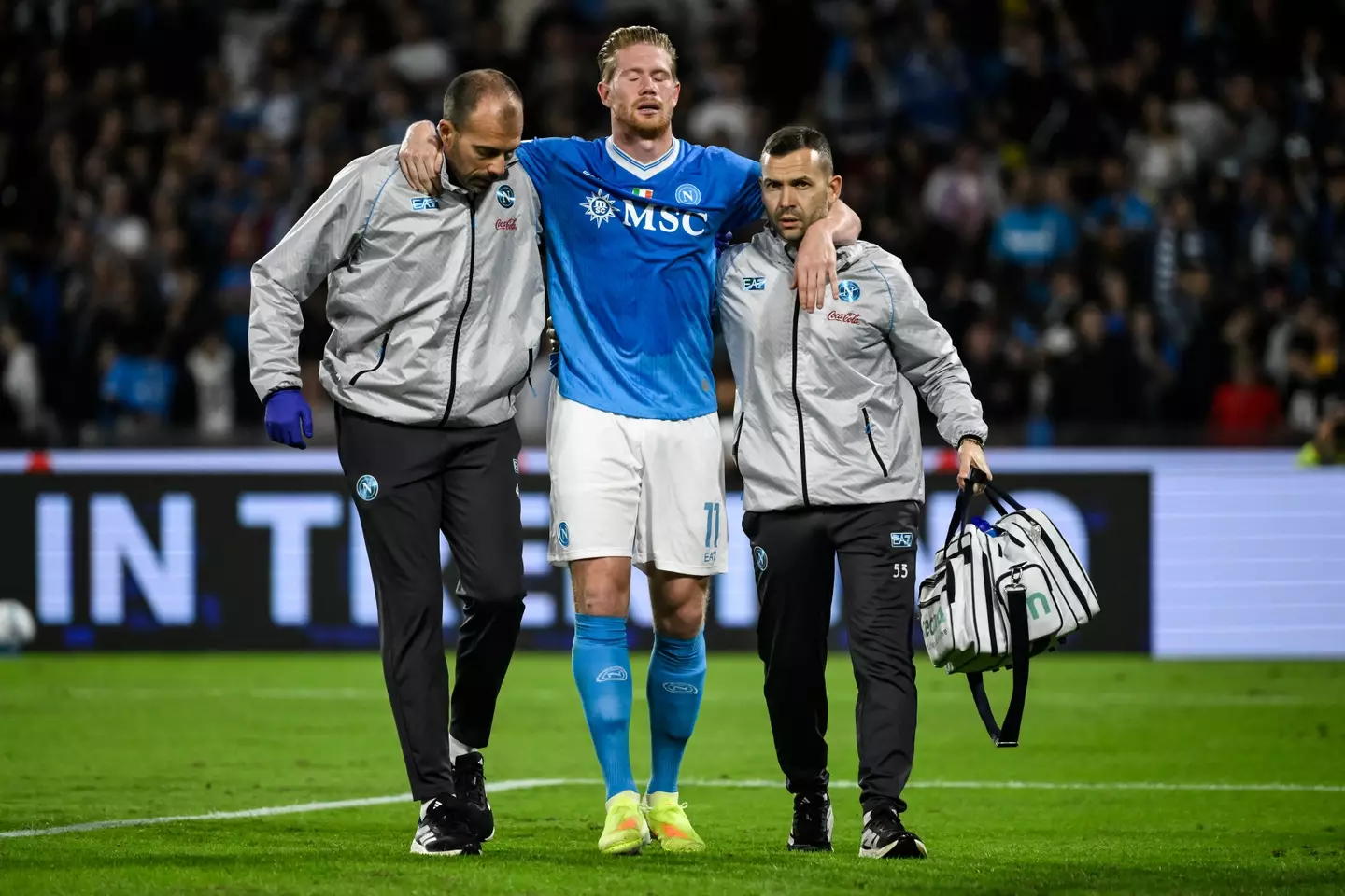 Kevin De Bruyne suffered the injury while taking a penalty. Image: Getty