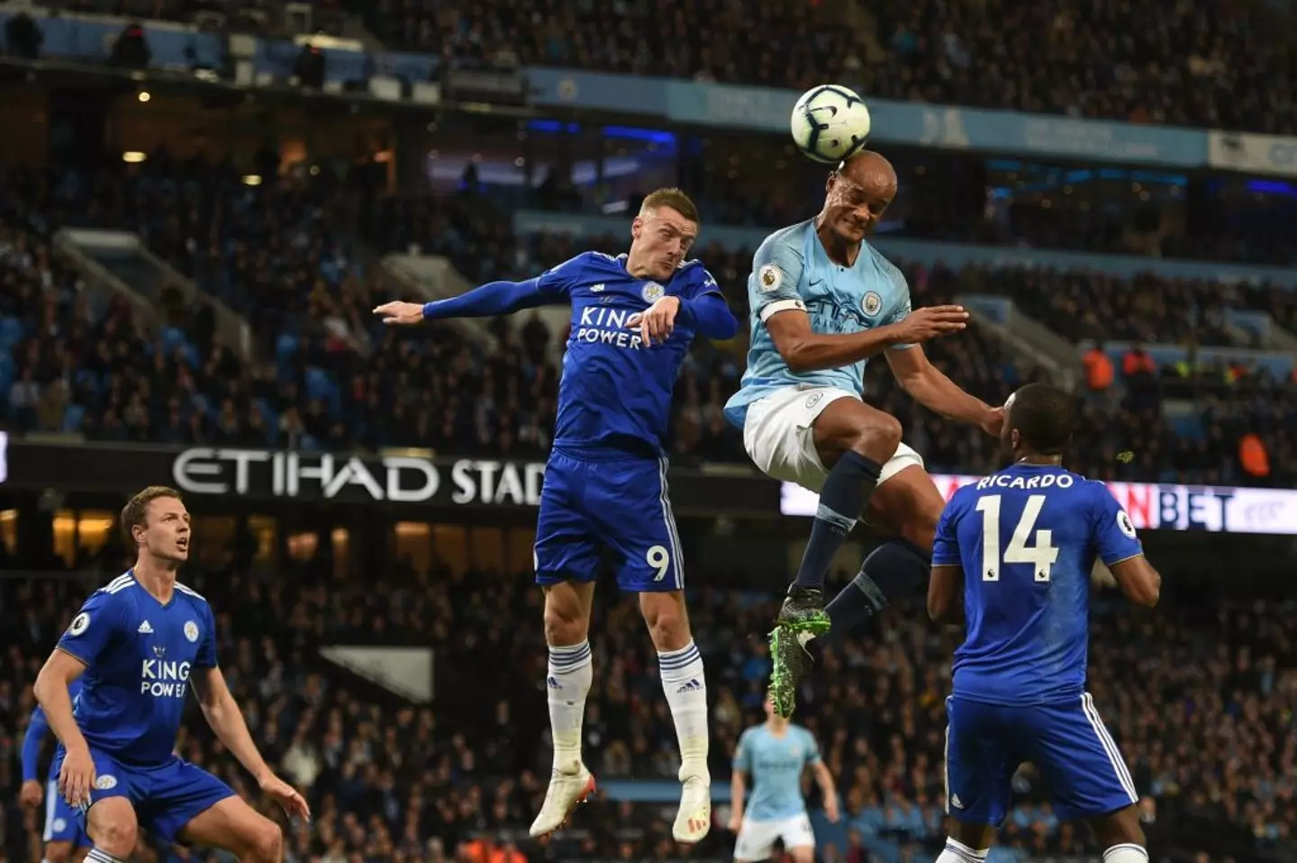 Jamie Vardy faced Vincent Kompany six times during his career. (Image: Getty)