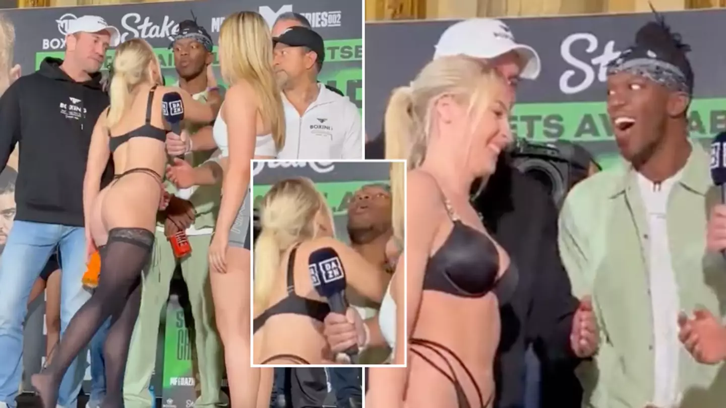 Tiktok star Astrid Wett tried to kiss KSI during weigh-in for boxing fight